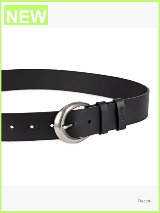 Genuine Leather Belt with Silver Curved Buckle for Women, 1.5 Inch Wide, main image 4